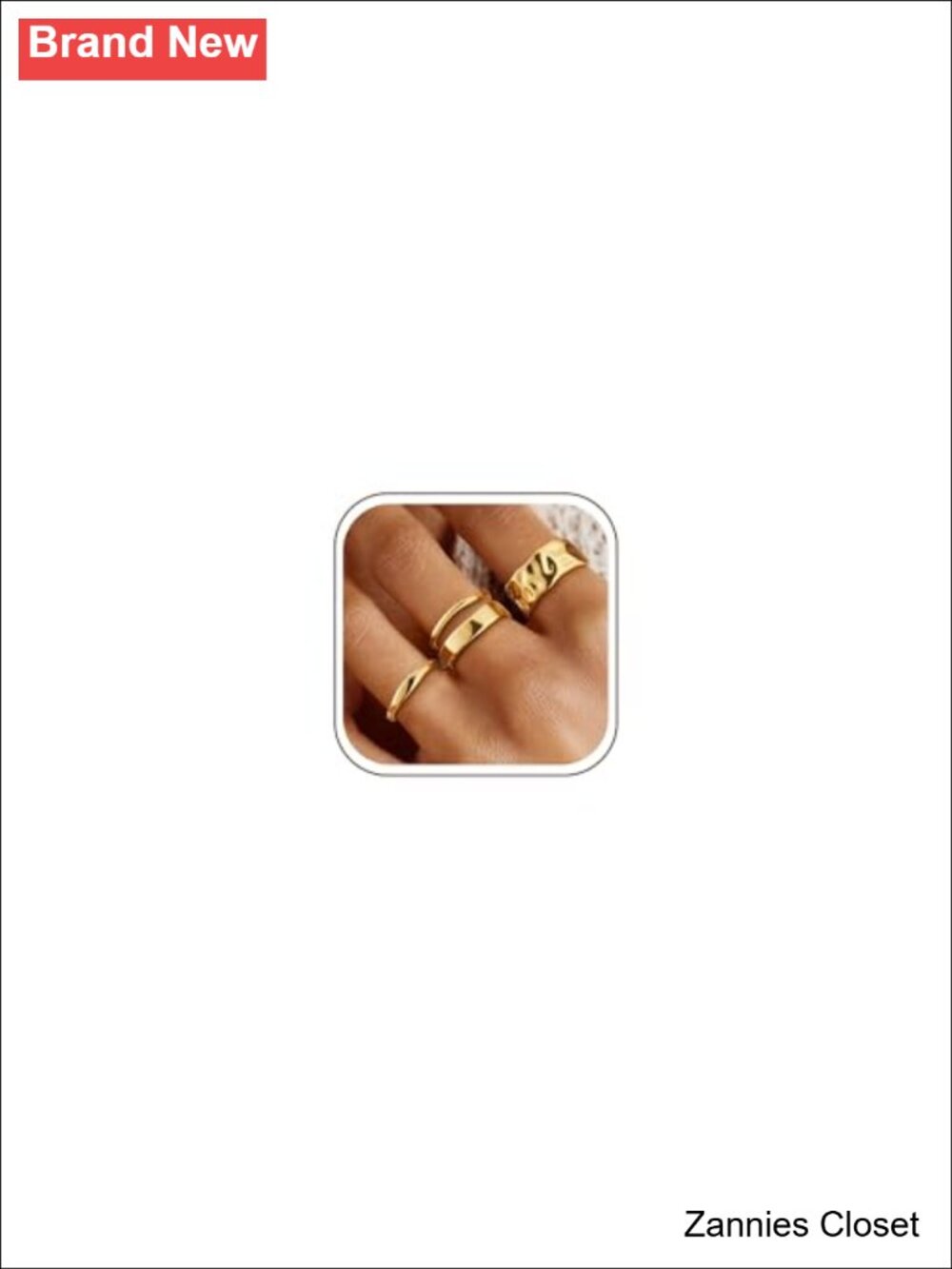 💍 TOBENY 14K Gold Plated Stackable Ring Set 4 Piece Chunky Dainty Rings